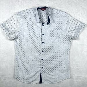 Patron Cit+O Red Label Camp Shirt Mens L White Blue Star Polka Dot Going Out